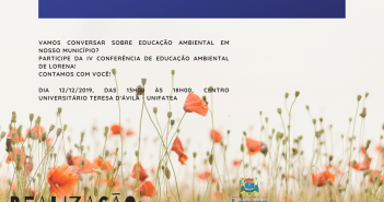 CONVITE CONFERÊNCIA EDUCAÇÃO AMBIENTAL DE LORENA 12 DEZ 13H ÀS 17H