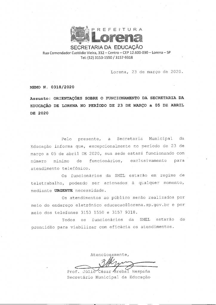 Memorando 318 - Funcionamento da Secretaria da Educação 23 de março a 05 de abril 2020 - Certo-1