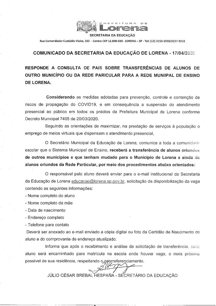 COMUNICADO-DA-SECRETARIA-DA-EDUCAÇÃO-DE-LORENA-17.04.2020